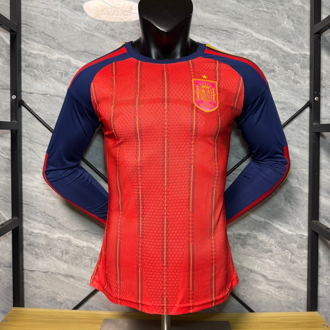 Espagne Maillot Domicile 25-26 Manches Longues Version Joueur