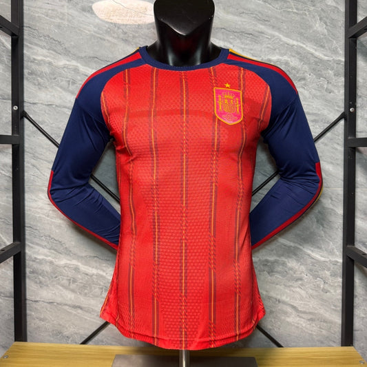 Espagne Maillot Domicile 25-26 Manches Longues Version Joueur
